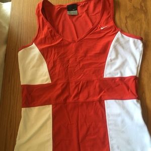 Nike Tennis Top, M, red/white V-neck sleeveless